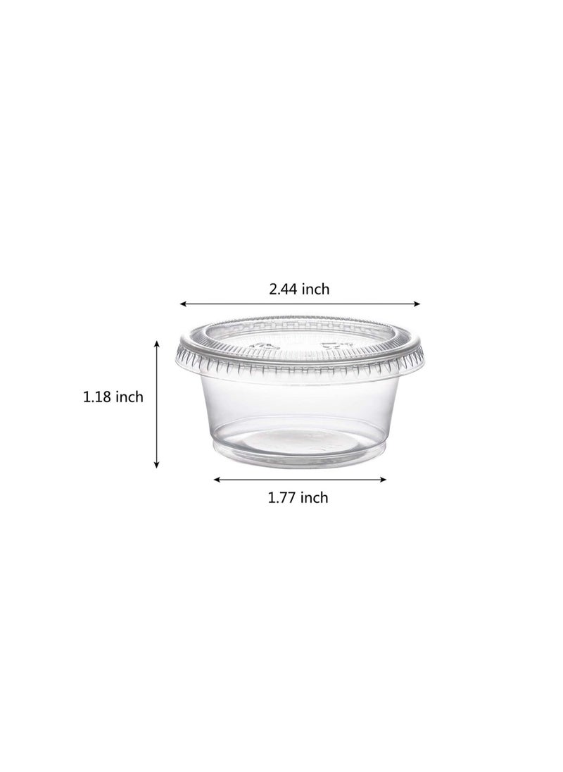 SYOSI - Disposable Sauce Cup Plastic Portion Cups with Lids Shot Meal Prep Containers 100 Sets 2 oz Condiment Jello Sampling Clear - Image 1