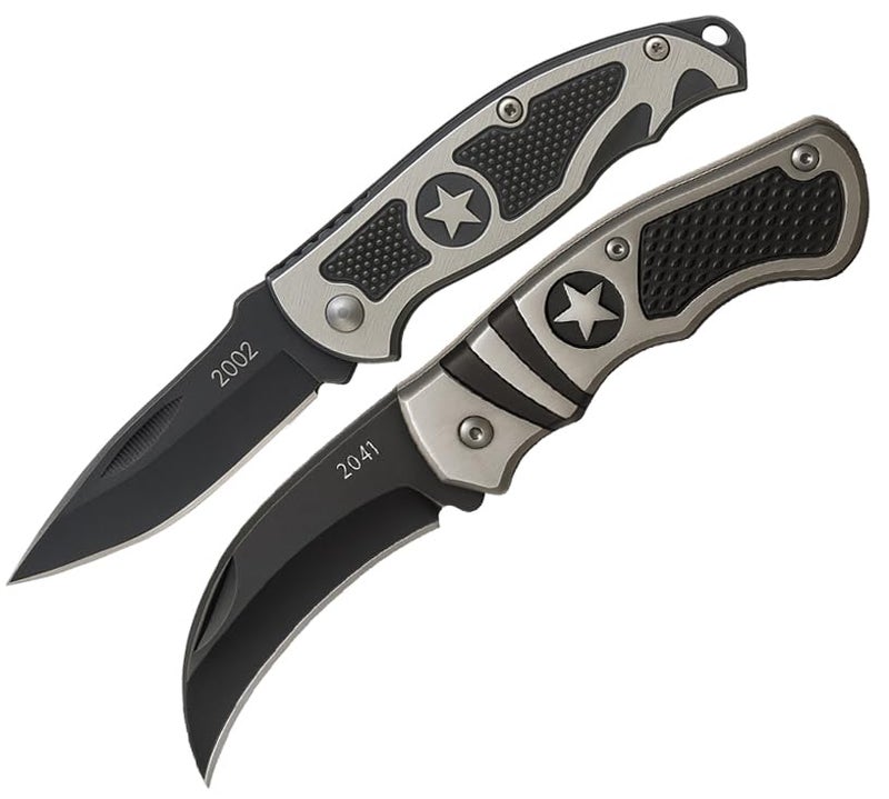 Shruthi Star Shield + Star Curve Carbon Steel Foldable Knife (Manual) For Kitchen, Home, Travel, and Office Tool Carbon Steel pack of 2 - Image 1