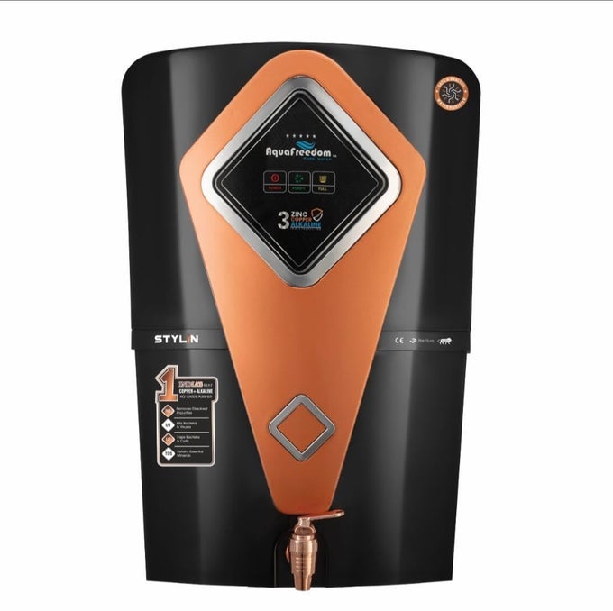 STYLINE BLACK COPPER ROCOPPERUVUFTDSALKALINEZINC 10 STAGES OF PURIFY 12L WATER PURIFIER SUITABLE FOR FULLY AUTOMATIC RO HOME AND OFFICE 1 YEAR WARRANTY ON MOTOR SMPS