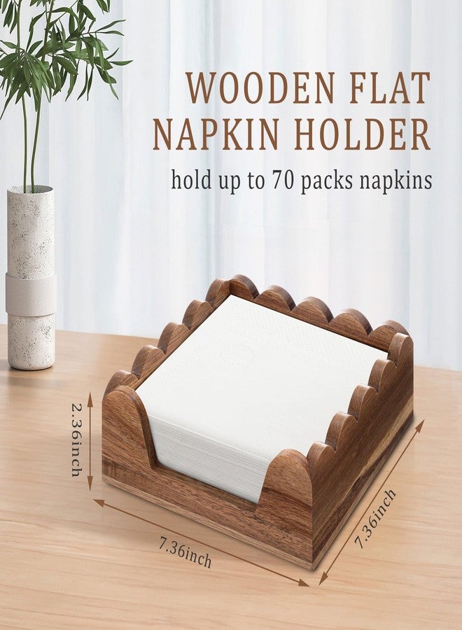 AceOrbit Scalloped Guest Napkin Holder Wooden Guest Towel Holder Tray for Bathroom Disposable Hand Towel Tray for Kitchen Weddings Hotels (Square) - Image 2