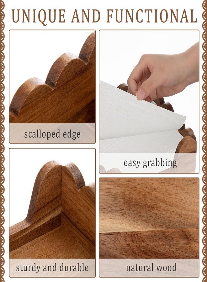 AceOrbit Scalloped Guest Napkin Holder Wooden Guest Towel Holder Tray for Bathroom Disposable Hand Towel Tray for Kitchen Weddings Hotels (Square) - Image 3