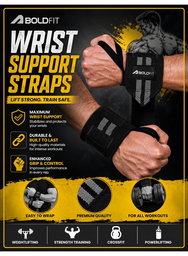 BOLDFIT Gym Hand Grip Wrist Supporter Band with Thumb Loop Straps For Men and Women - Image 1