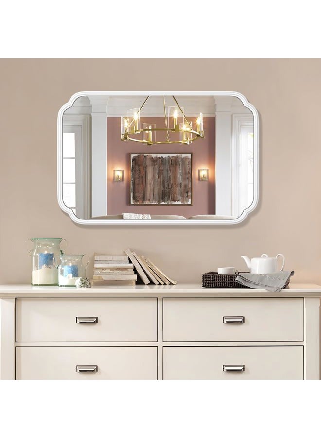 Ferytange White Bathroom Mirror for Over Sink 24×36 Inch - Multi-Size Durable Iron Frame, Shatterproof Glass, Versatile for Bathroom/Bedroom/Living Room Decor (Horizontal or Vertical Mount) - Image 4