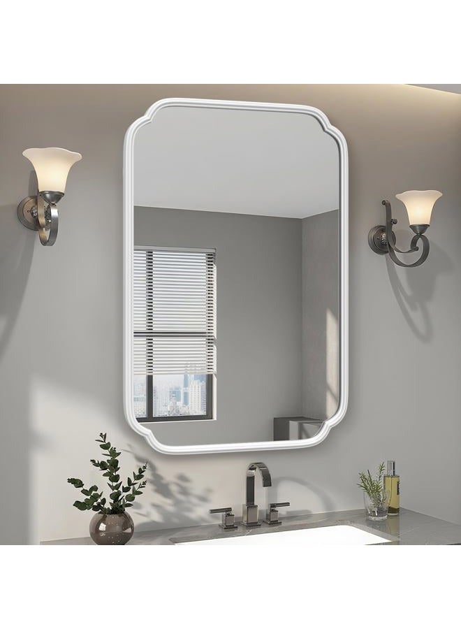 Ferytange White Bathroom Mirror for Over Sink 24×36 Inch - Multi-Size Durable Iron Frame, Shatterproof Glass, Versatile for Bathroom/Bedroom/Living Room Decor (Horizontal or Vertical Mount) - Image 1