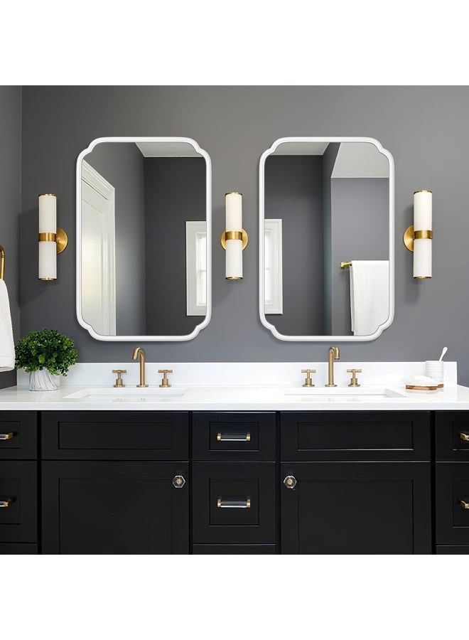 Ferytange White Bathroom Mirror for Over Sink 24×36 Inch - Multi-Size Durable Iron Frame, Shatterproof Glass, Versatile for Bathroom/Bedroom/Living Room Decor (Horizontal or Vertical Mount) - Image 2
