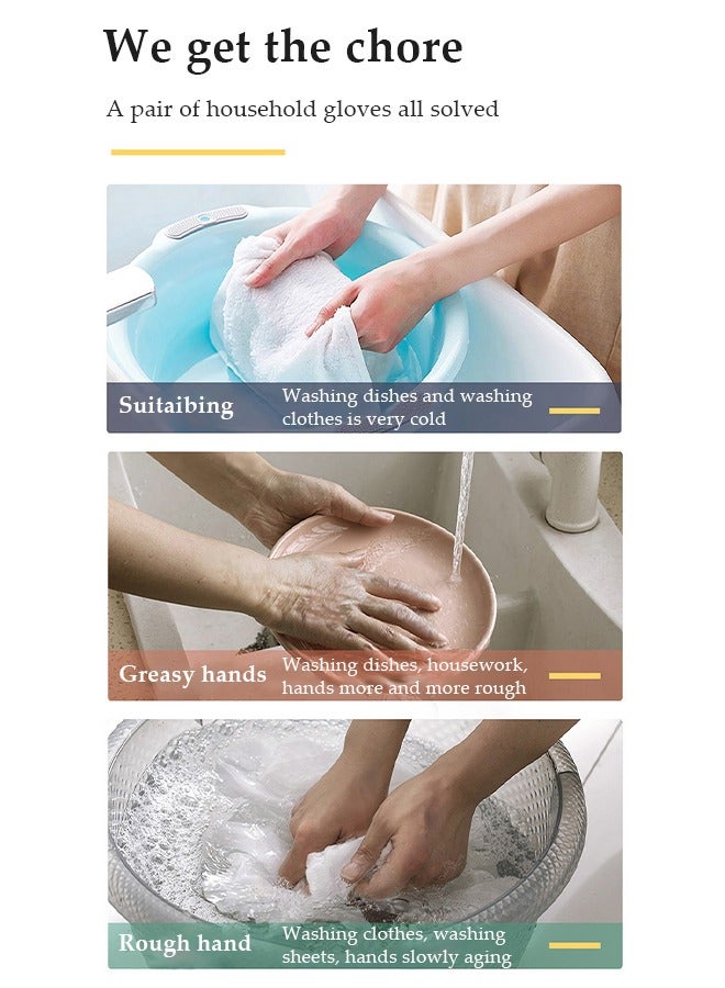 DUNISO 2 Pairs Household Cleaning Gloves Dishwashing Cleaning Gloves,Waterproof Household Kitchen Dishwashing Glove,Non-Slip Laundry Kitchen Gardening Household Gloves  - Image 4