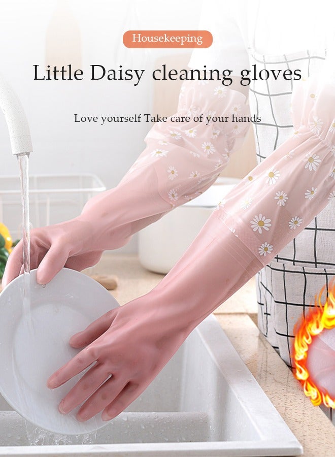 DUNISO 2 Pairs Household Cleaning Gloves Dishwashing Cleaning Gloves,Waterproof Household Kitchen Dishwashing Glove,Non-Slip Laundry Kitchen Gardening Household Gloves  - Image 3