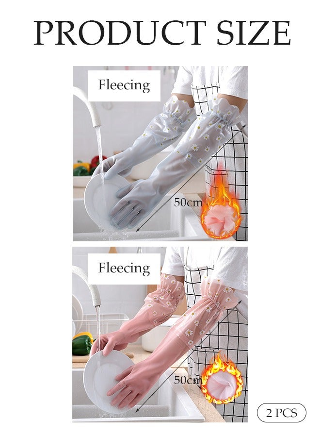 DUNISO 2 Pairs Household Cleaning Gloves Dishwashing Cleaning Gloves,Waterproof Household Kitchen Dishwashing Glove,Non-Slip Laundry Kitchen Gardening Household Gloves  - Image 2