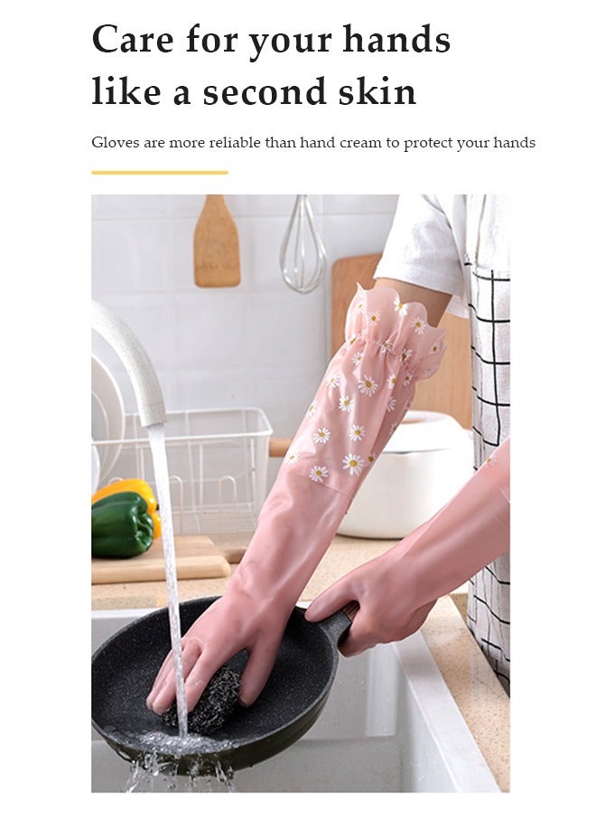 DUNISO 2 Pairs Household Cleaning Gloves Dishwashing Cleaning Gloves,Waterproof Household Kitchen Dishwashing Glove,Non-Slip Laundry Kitchen Gardening Household Gloves  - Image 5