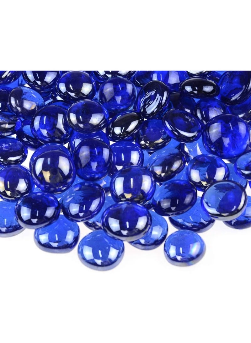 ARABIQO Flat Glass Marbles 2.5LB, Blue Glass Pebbles Marbles for Vases Fillers Fish Tank Aquarium Table Scatters DIY Crafts - Image 1