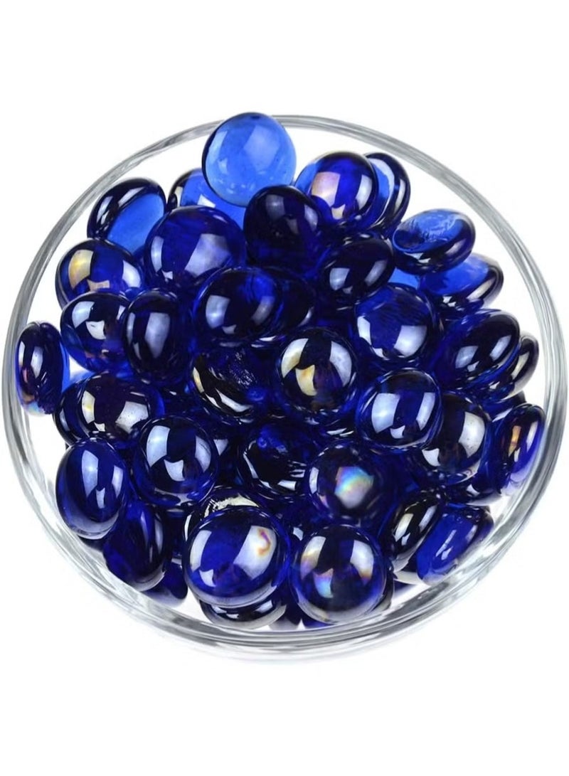 ARABIQO Flat Glass Marbles 2.5LB, Blue Glass Pebbles Marbles for Vases Fillers Fish Tank Aquarium Table Scatters DIY Crafts - Image 3