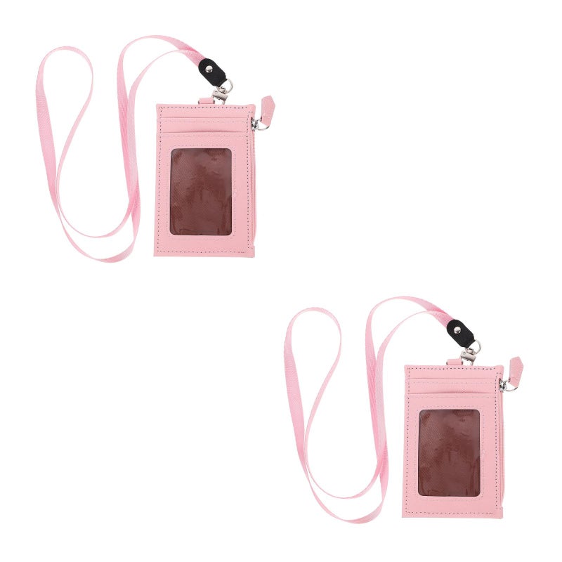 2pcs Heart Pattern Holder Portable Glitter Multiple ID Slot Bag Storage Bag with Hanging Strap for Women Girls ( ) - Image 1