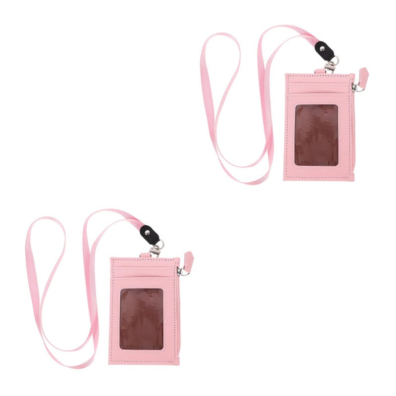 2pcs Heart Pattern Holder Portable Glitter Multiple ID Slot Bag Storage Bag with Hanging Strap for Women Girls ( ) - Image 2
