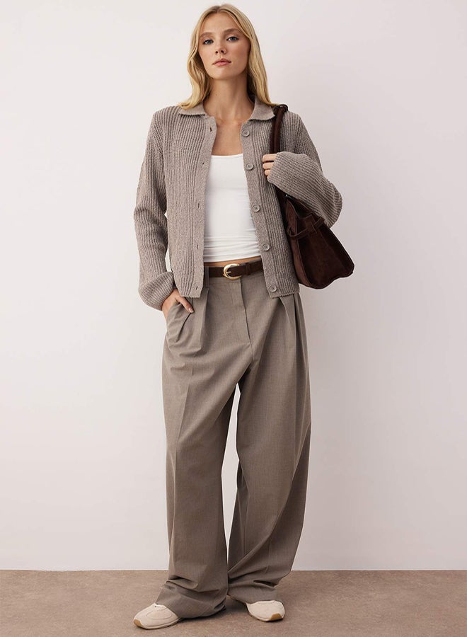 trendyol More Sustainable Vizon Basic Polo Neck Knit Cardigan - Image 5