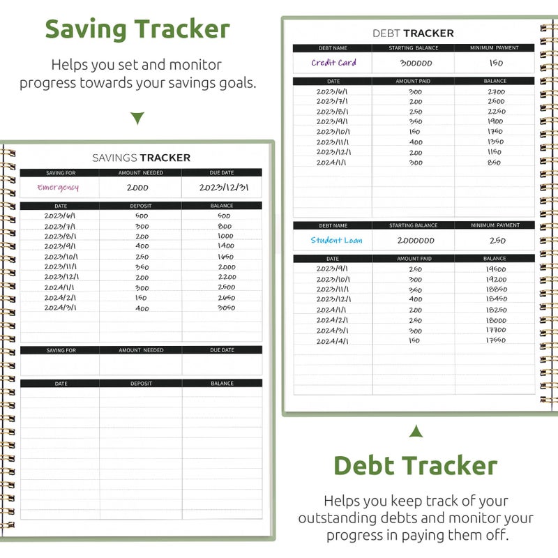 Taja Budget Planner - Monthly Budget Book with Expense Tracker Notebook, Undated Bill Organizer & Finance Planner to Take Control of Your Money, Account Book to Manage Your Finances-Green - Image 5