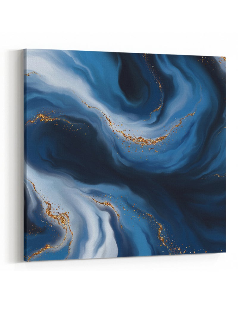 لوحة كانفاس على إطار خشبي بتصميم درجات من الأزرق - Image 4