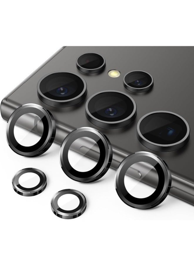 wexon - Camera Lens Protector for Samsung Galaxy S24 Ultra  Single Ring Cover 9H Tempered Glass HD - Black - Image 1