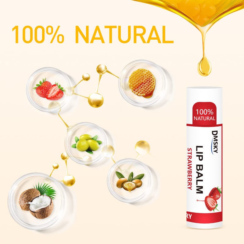 DMSKY Natural Lip Balm Bulk,Moisturizing Lip Balm for Dry Cracked Lips - Image 3