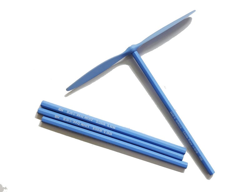 URM URM® Fancy Flying Wood Pencil School Stationary Set For Kids To Learn With Fun And Play (Pack Of 1 Sets, Total 4 Pencil And 1 Flying Cap Blade) - Image 4