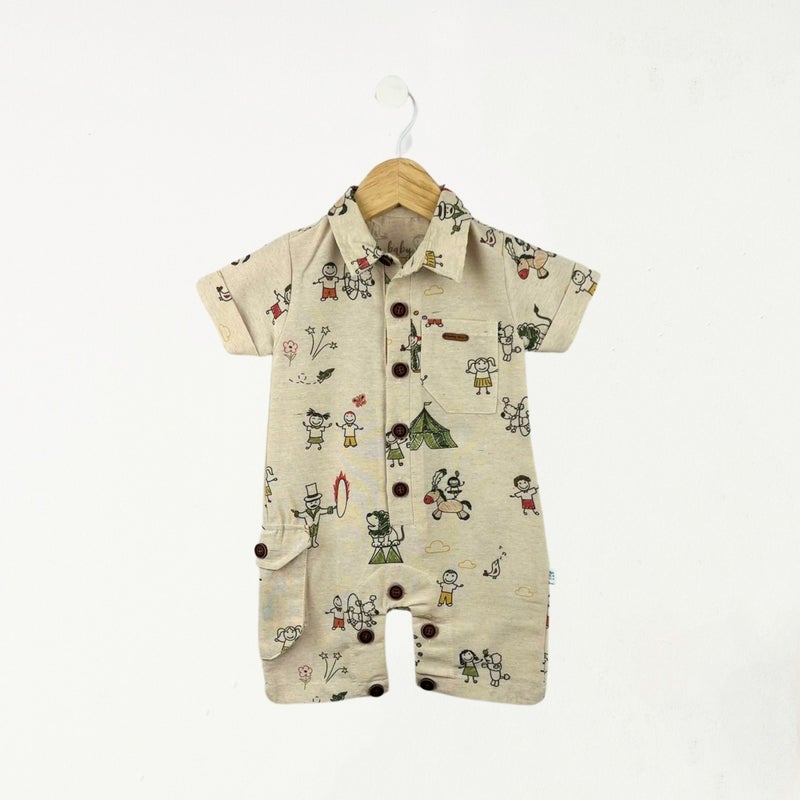 FOR MY BABY Baby Fou Tent Print Short Sleeve Jumpsuit - Image 1