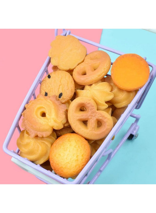 X Hot Popcorn 60Pcs Mini Fake Cookies Artificial Pastries Food Fake Biscuits Model For Diy Craft Home Kitchen Decor  - Image 5