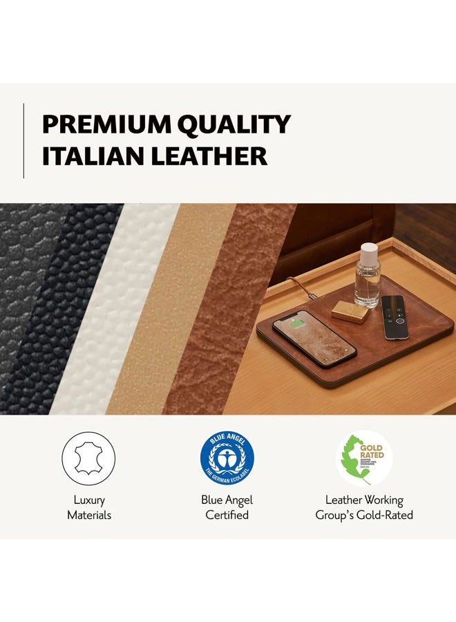 Courant Catch:3 Classics - Italian Leather Wireless Charging Station and Valet Tray (Black) - Compatible with iPhone 16, 15, 14, 13, 12, 11, Galaxy S24, S23, S22, S21, S20, Note, AirPods, AirPods Pro - Image 3