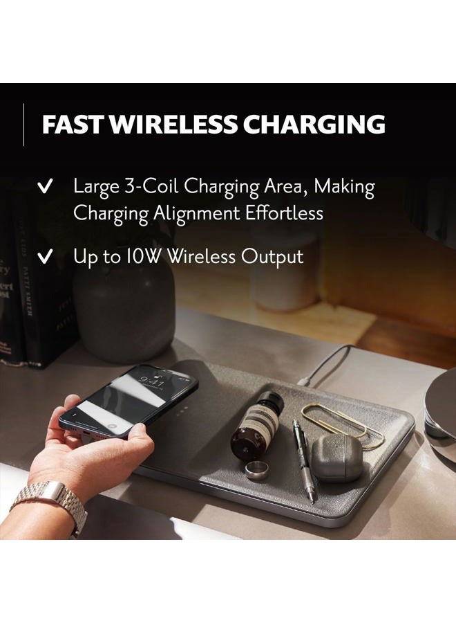 Courant Catch:3 Classics - Italian Leather Wireless Charging Station and Valet Tray (Black) - Compatible with iPhone 16, 15, 14, 13, 12, 11, Galaxy S24, S23, S22, S21, S20, Note, AirPods, AirPods Pro - Image 5