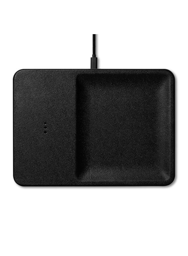 Courant Catch:3 Classics - Italian Leather Wireless Charging Station and Valet Tray (Black) - Compatible with iPhone 16, 15, 14, 13, 12, 11, Galaxy S24, S23, S22, S21, S20, Note, AirPods, AirPods Pro - Image 1