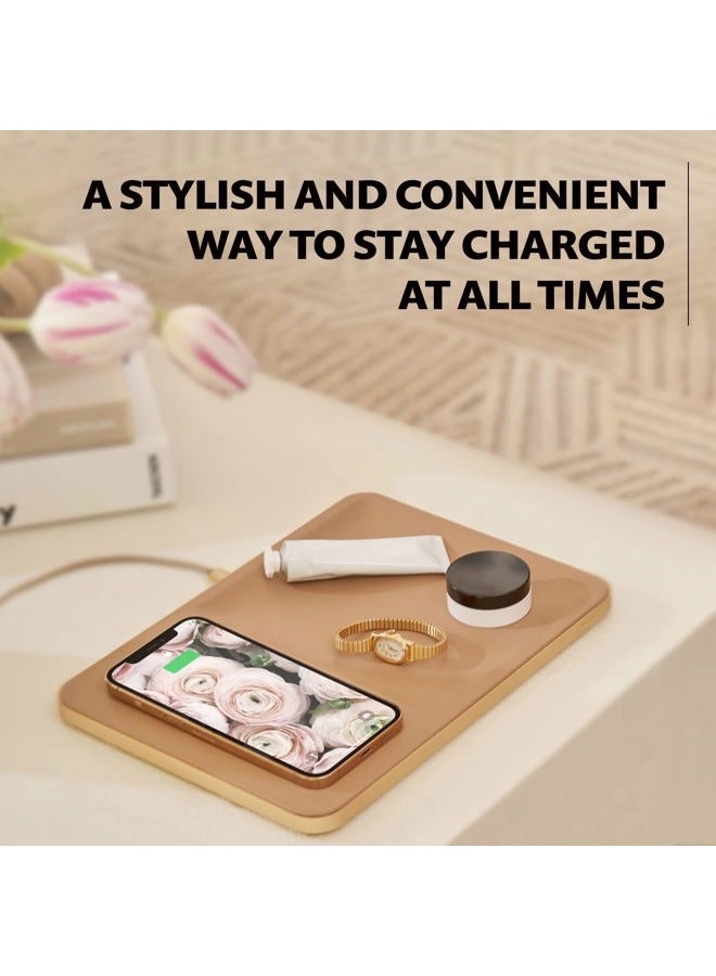 Courant Catch:3 Classics - Italian Leather Wireless Charging Station and Valet Tray (Black) - Compatible with iPhone 16, 15, 14, 13, 12, 11, Galaxy S24, S23, S22, S21, S20, Note, AirPods, AirPods Pro - Image 4
