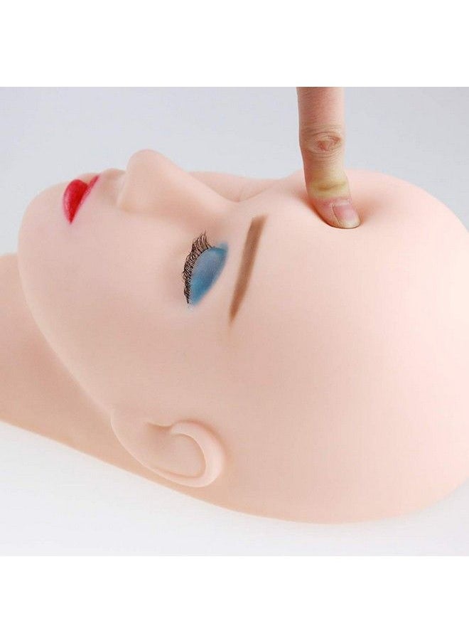 Foraineam 2Pack Practice Training Head Rubber Cosmetology Mannequin Doll Face Head For Eyelashes Makeup Massage Practice  - Image 4