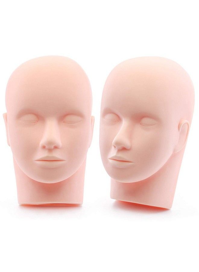 Foraineam 2Pack Practice Training Head Rubber Cosmetology Mannequin Doll Face Head For Eyelashes Makeup Massage Practice  - Image 2