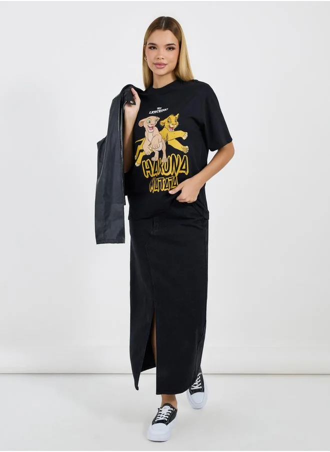 Styli Graphic Print Round Neck Oversized T-shirt