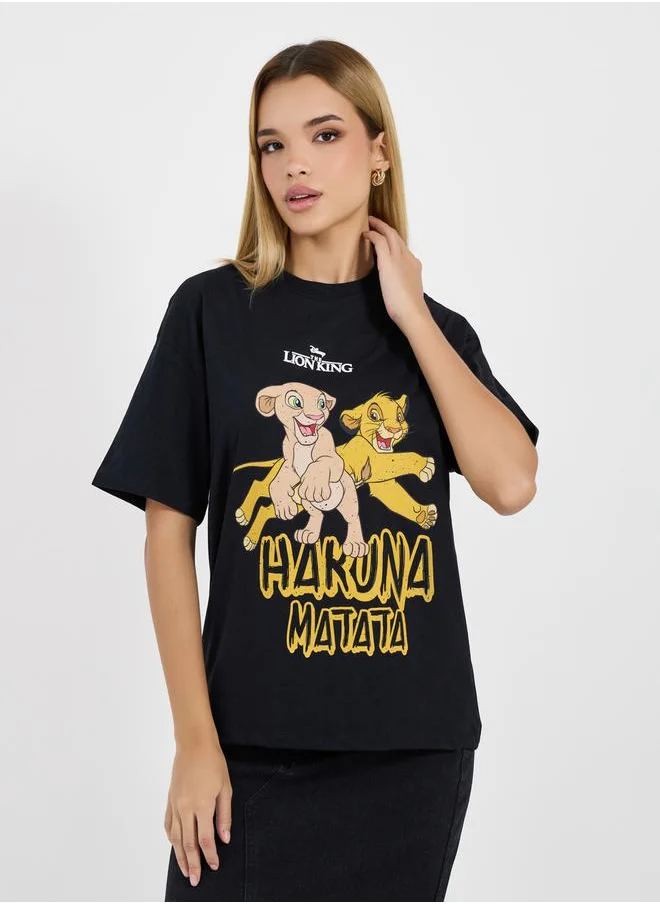 Styli Graphic Print Round Neck Oversized T-shirt