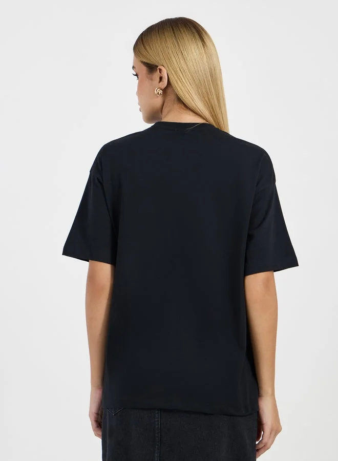Styli Graphic Print Round Neck Oversized T-shirt