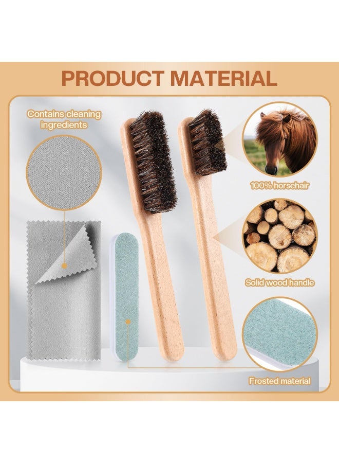 4 Pcs Horsehair Silver Cleaning Brush Set With Polishing Cloth, Silver Polish Dauber Applicator, Jewelry Silverware Plateware Detail Cleaner For Home Use - Image 3