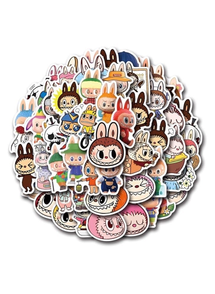 LABUBU 53 pcs Cartoon labubu Stickers for Kids,JXJMYU Cool Terror Labubu Waterproof Vinyl Decal for Teen Adult Girl Laptop Skateboard Phone Water Bottles Guitar Travel Case Bike - Image 1