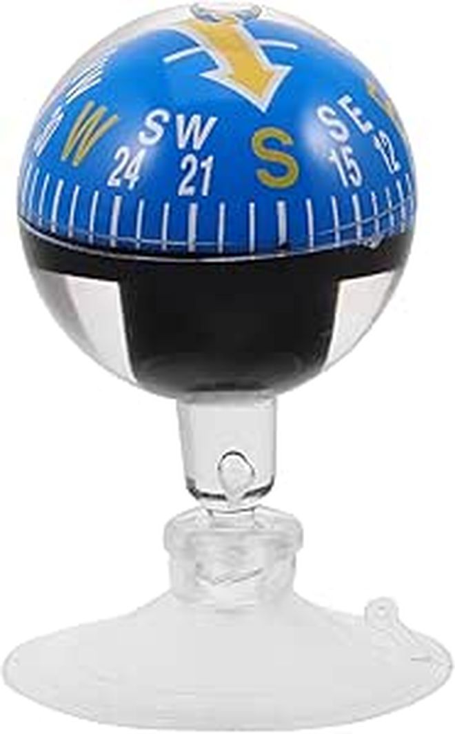 Car Auto Direction Finder Ball 38mm Dashboard Navigation Blue Suction Cup Boat - Image 1