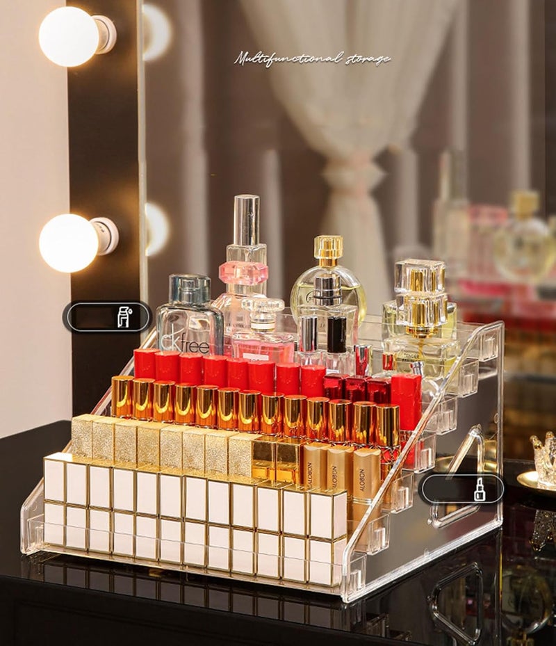 AJIODA Nail Polish Organizer 7 Layers Acrylic Display Rack eye shadow Sunglasses Storage Essential Oil Display Stand Clear Makeup Organizer Holder, Clear - Image 5