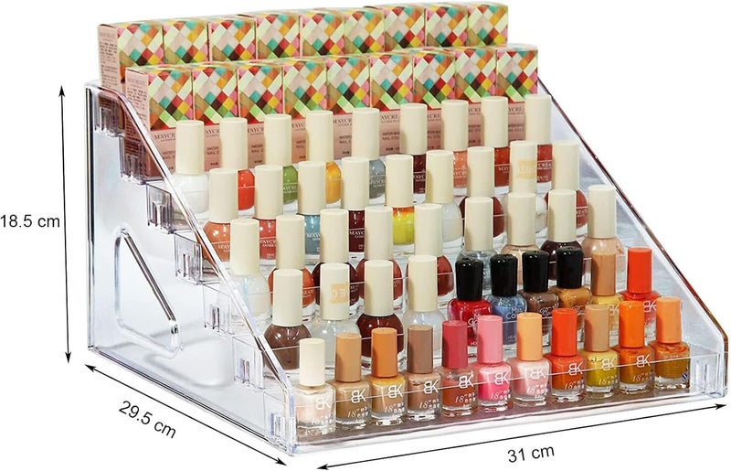 AJIODA Nail Polish Organizer 7 Layers Acrylic Display Rack eye shadow Sunglasses Storage Essential Oil Display Stand Clear Makeup Organizer Holder, Clear - Image 2