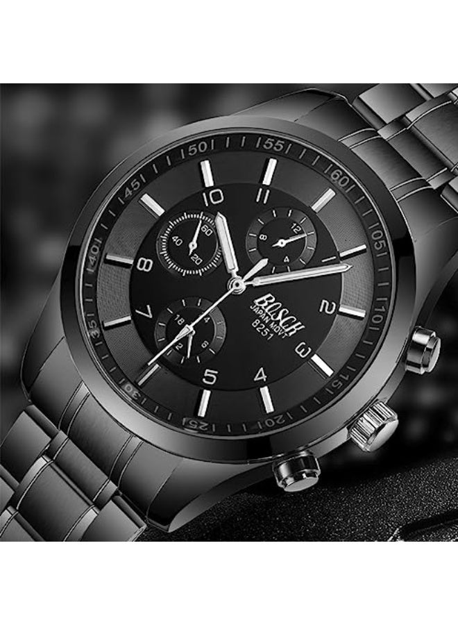 BOSCH Men's Wrist Watch, Men's Stainless Steel Watch, Casual Business Watches Men with Luminous Pointer, 30M Waterproof Luxury Watches, Numerals Dial Dress Watch for Men - Image 4