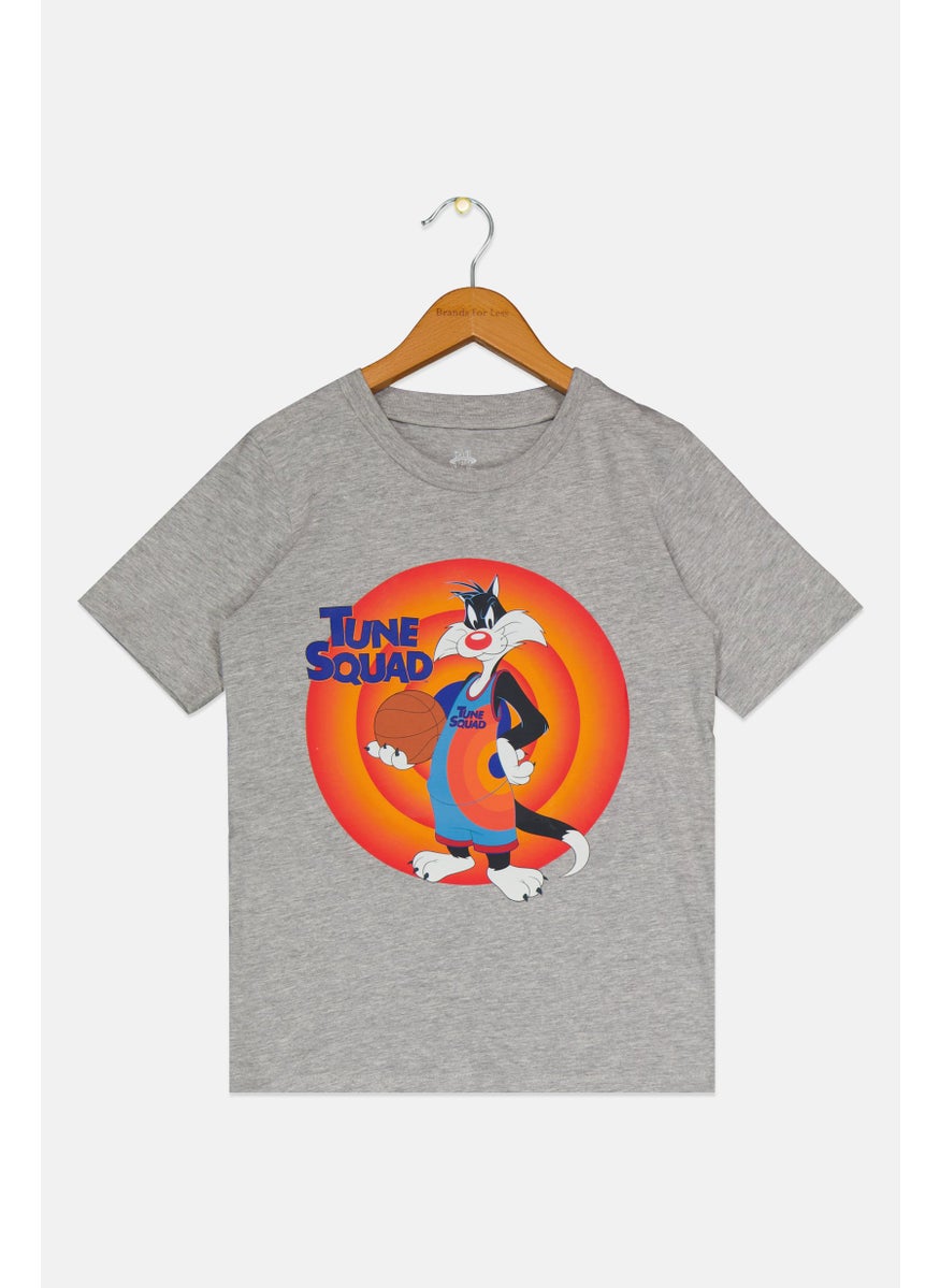Space Jam Kids Boy Tune Squad Slyvester Short Sleeves T-Shirt, Grey  - Image 2
