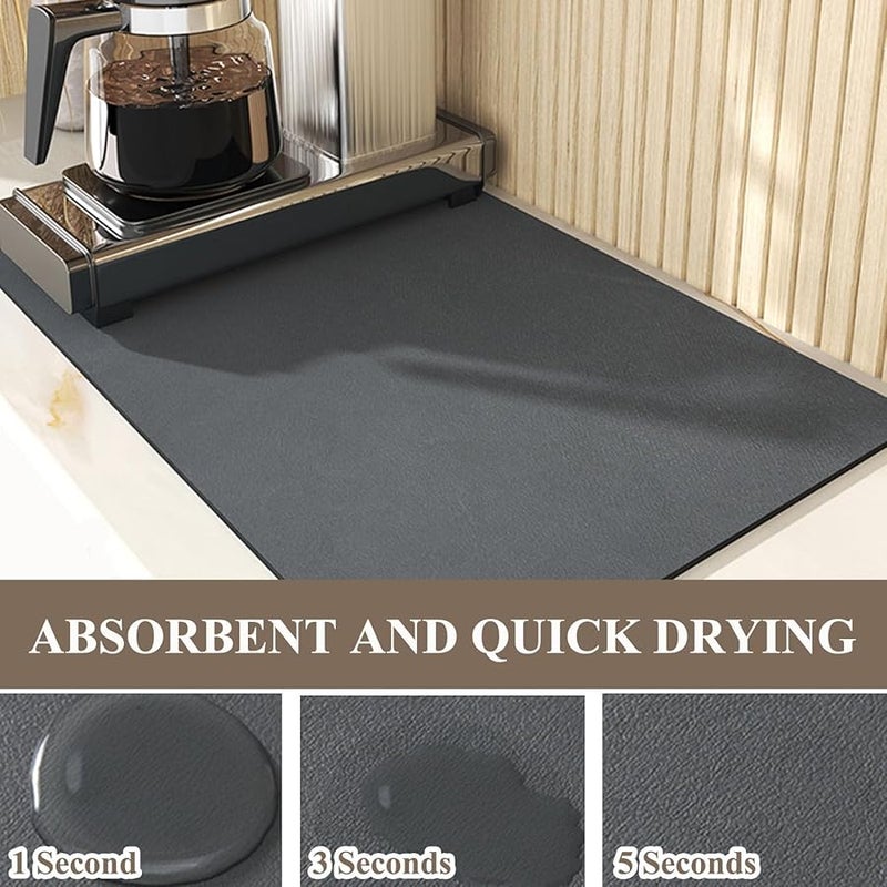 Dark Green Absorbent Kitchen Drying Mat 40x50cm Quick Drying Dish Coffee Machine Mat - Image 3