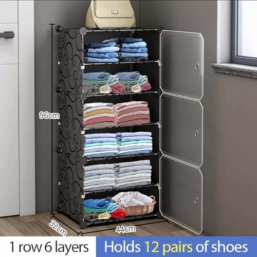 EXVITO 12 Door Kids Plastic Wardrobe for Clothes, Foldable Plastic Almirah for Clothes, Collapsible Wardrobe for Storage, Baby Cupboard for Clothes Storage - (Dark Grey, 4 Door) - Image 2
