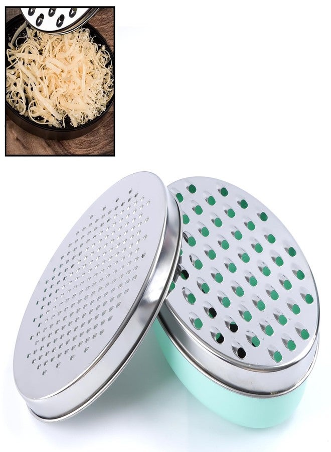 KEISSCO Cheese Grater Citrus Lemon Zester with Food Storage Container & Lid - Perfect For Hard Parmesan Or Soft Cheddar Cheeses, Ginger, Vegetables, Butter, Chocolate & Nutmeg (Green) - Image 1