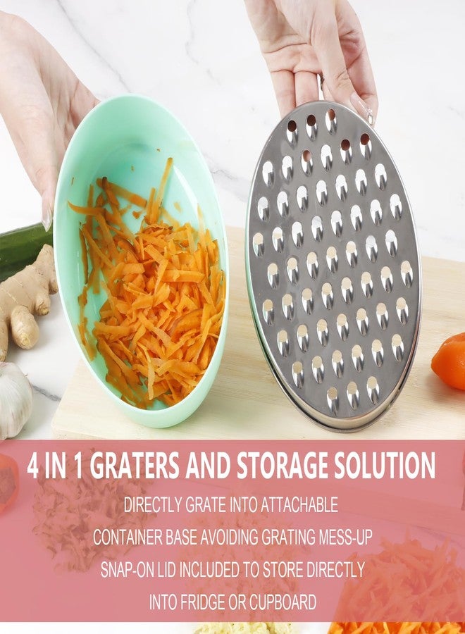 KEISSCO Cheese Grater Citrus Lemon Zester with Food Storage Container & Lid - Perfect For Hard Parmesan Or Soft Cheddar Cheeses, Ginger, Vegetables, Butter, Chocolate & Nutmeg (Green) - Image 5