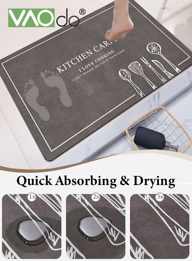فاو دو 2 قطعة سجاد مطبخ، سجاد مطبخ، سجادة مطبخ مبطنة مضادة للتعب، سجادة مكتب غير قابلة للانزلاق، طقم سجاد مطبخ مقاوم للماء للمطبخ والأرضية والمكتب والحمام 50*80 سم + 50*160 سم - Image 5