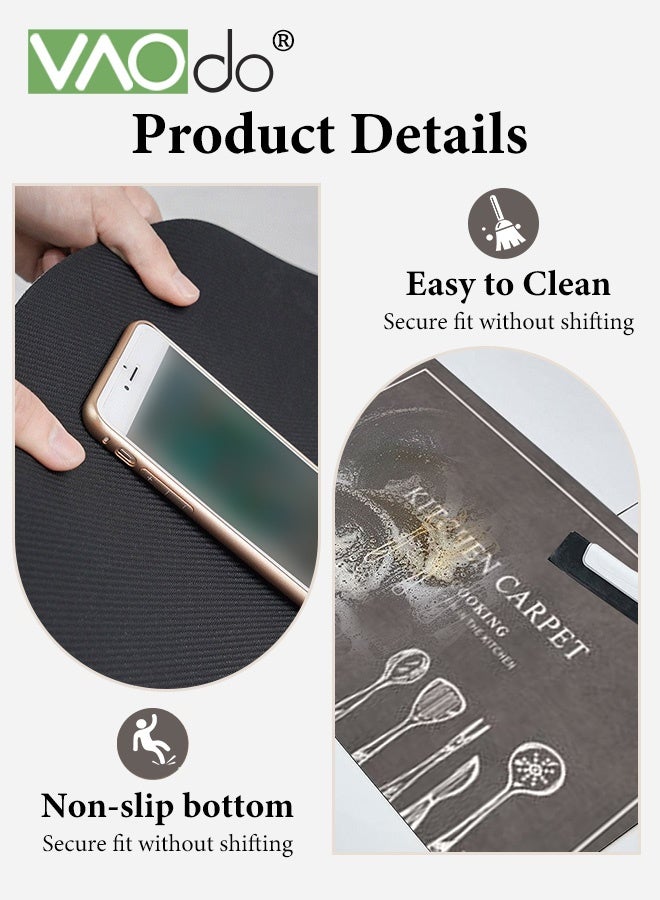 فاو دو 2 قطعة سجاد مطبخ، سجاد مطبخ، سجادة مطبخ مبطنة مضادة للتعب، سجادة مكتب غير قابلة للانزلاق، طقم سجاد مطبخ مقاوم للماء للمطبخ والأرضية والمكتب والحمام 50*80 سم + 50*160 سم - Image 4