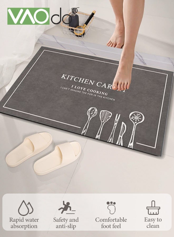 فاو دو 2 قطعة سجاد مطبخ، سجاد مطبخ، سجادة مطبخ مبطنة مضادة للتعب، سجادة مكتب غير قابلة للانزلاق، طقم سجاد مطبخ مقاوم للماء للمطبخ والأرضية والمكتب والحمام 50*80 سم + 50*160 سم - Image 3