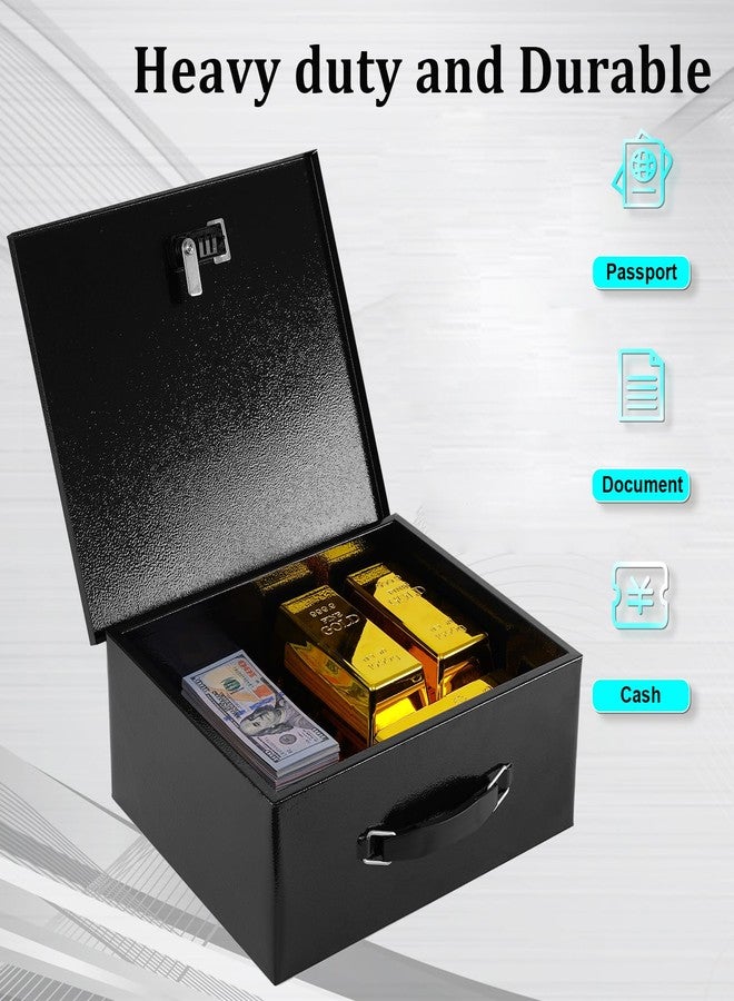 Dalmbox Portable Metal Safe Box with Dual Combination and Key Lock - Fire Resistant Storage for Documents, Car, Home and Outside - X Large 13.2"x 11"x 5.1" Black Box - Image 5