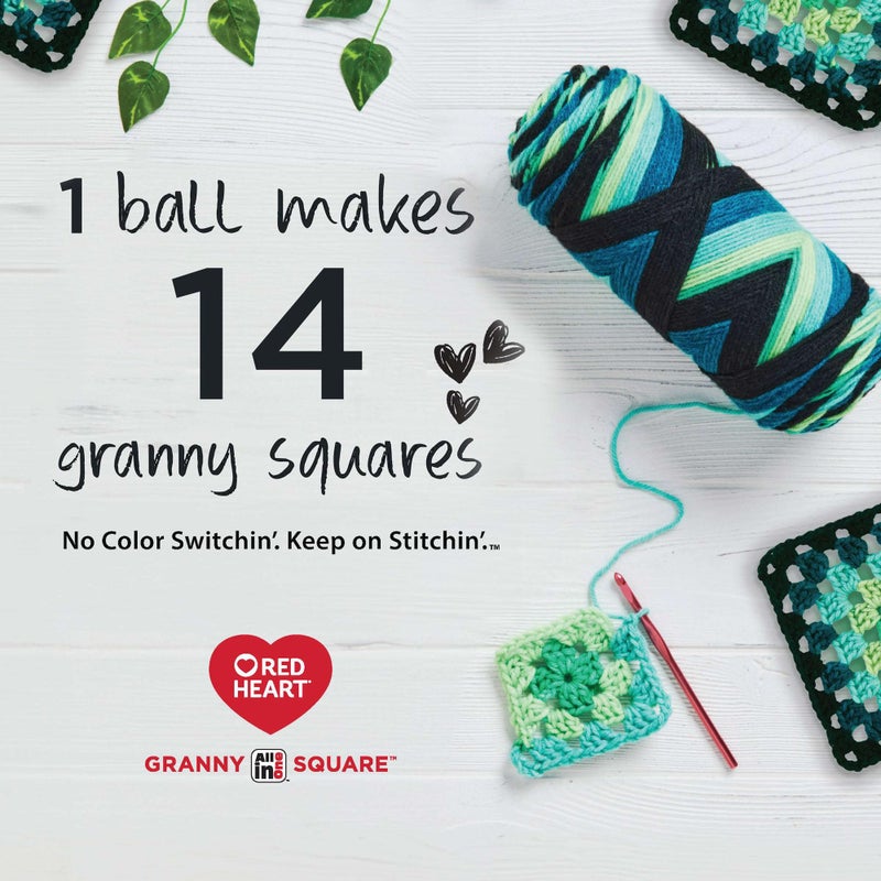 Red Heart All in One Granny Square Blue Beacon 3 Pack of 250g Yarn - Image 2